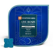 LIVE ROSIN GUMMIES- BLUEBERRY-GRAND DADDY PURPLE-INDICA-25MG THC / HOMETOWN HERO